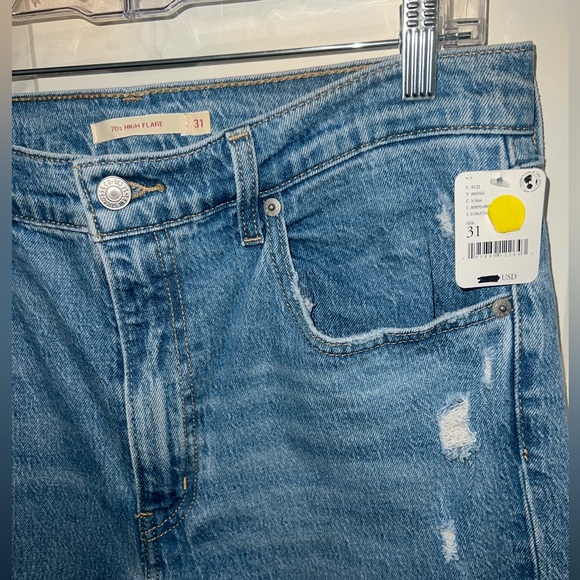 NWT Free People Marine Babe Easy Street Levi Flare Jeans size 31/12 - Picture 9 of 13